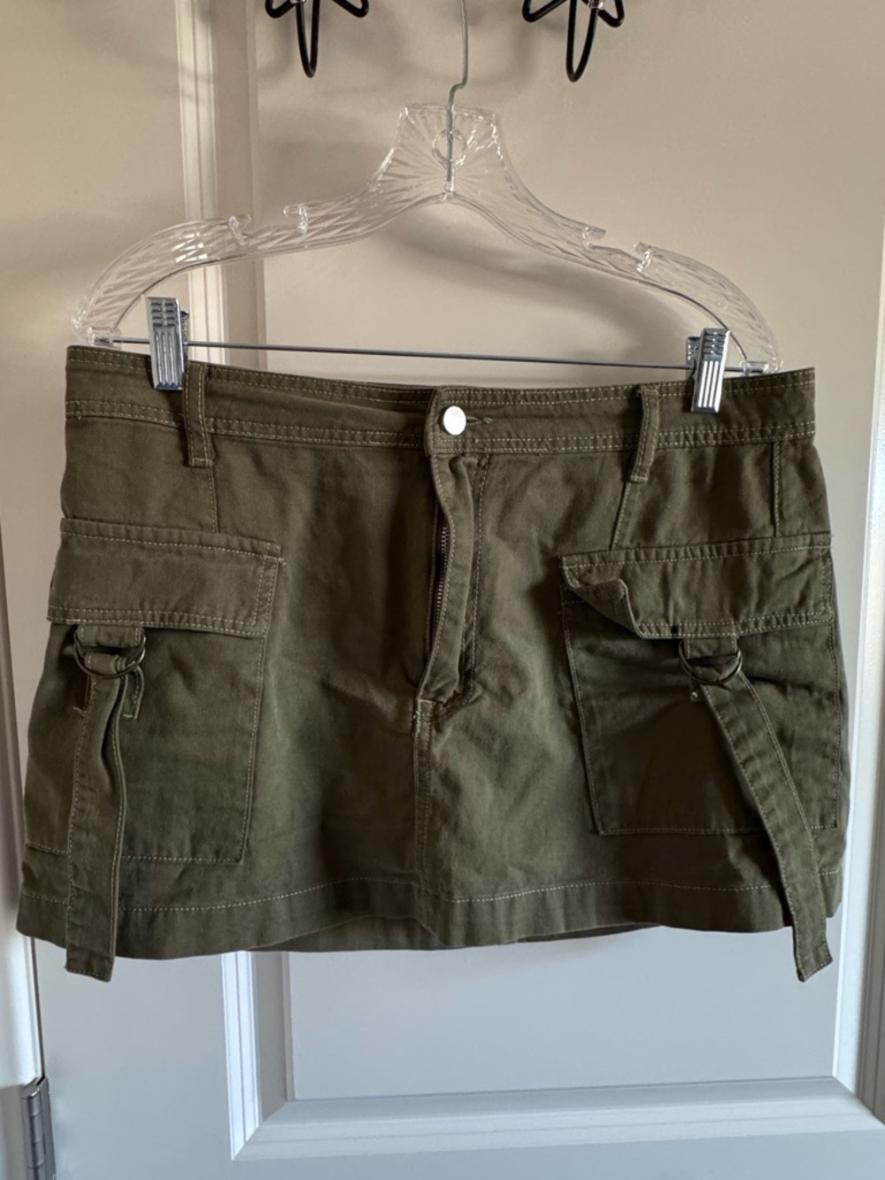 Cider Olive Utility Cargo Mini Skirt - Olive Green